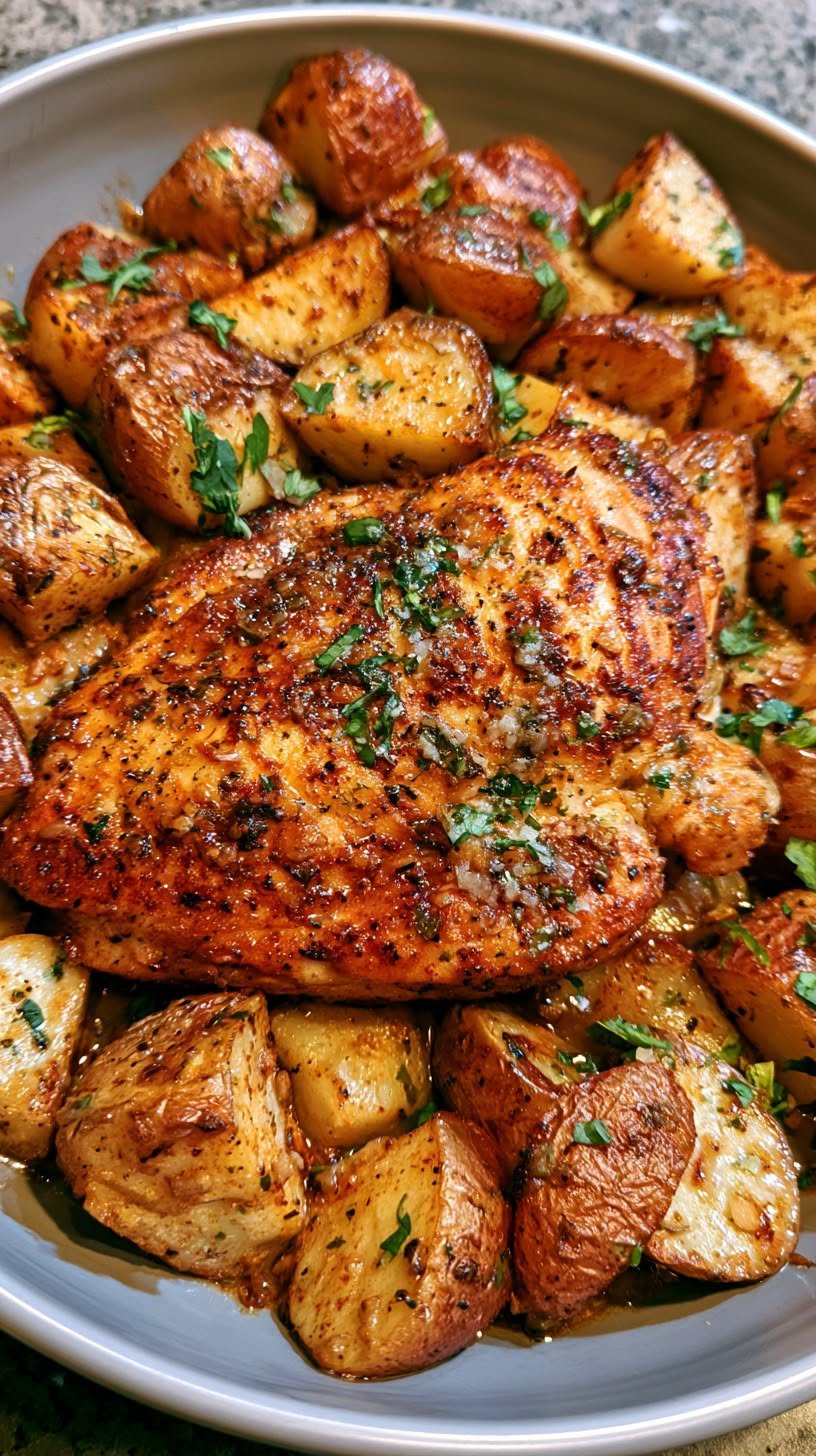 Garlic Herb Chicken Breast with Roasted Potatoes
