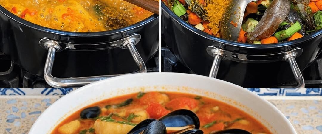 Easy Seafood Stew with Cod, Mussels & Vegetables