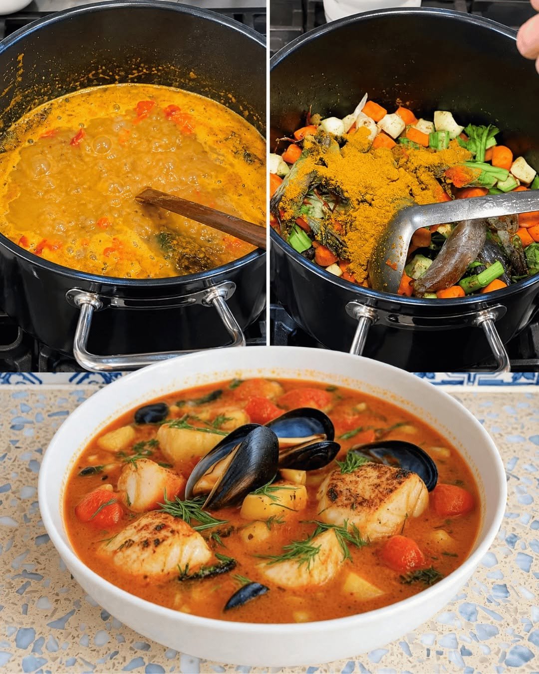 Easy Seafood Stew with Cod, Mussels & Vegetables