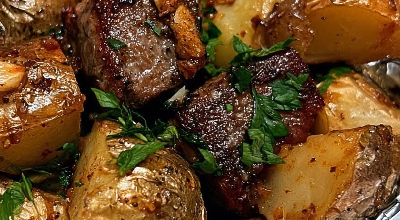 Garlic Butter Steak and Potato Foil Packets