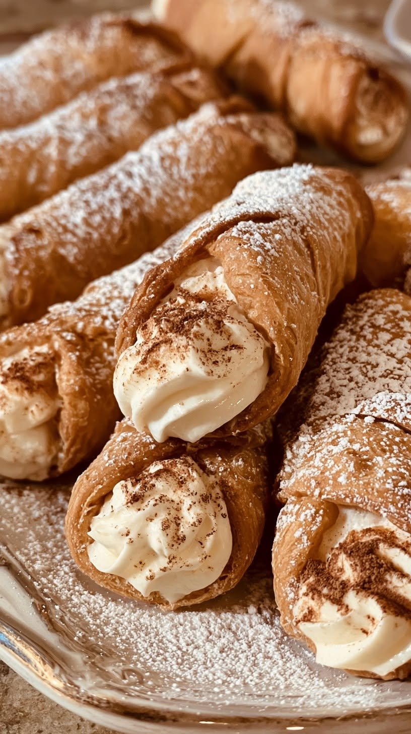 Classic Italian Cannoli with Cinnamon-Dusted Filling