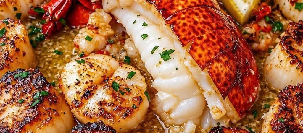 Garlic Butter Scallops and Lobster Tail Recipe (Restaurant-Quality Seafood)