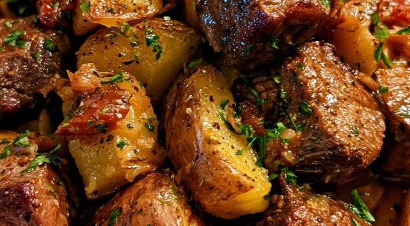 Garlic Butter Steak Bites with Potatoes
