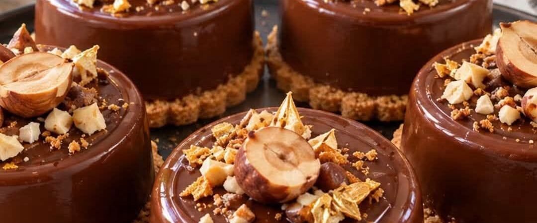 Chocolate Hazelnut Mirror Glaze Mousse Cakes