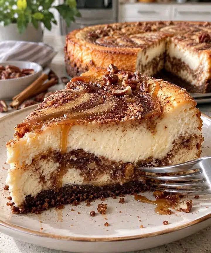 Cinnamon Pecan Swirl Cheesecake