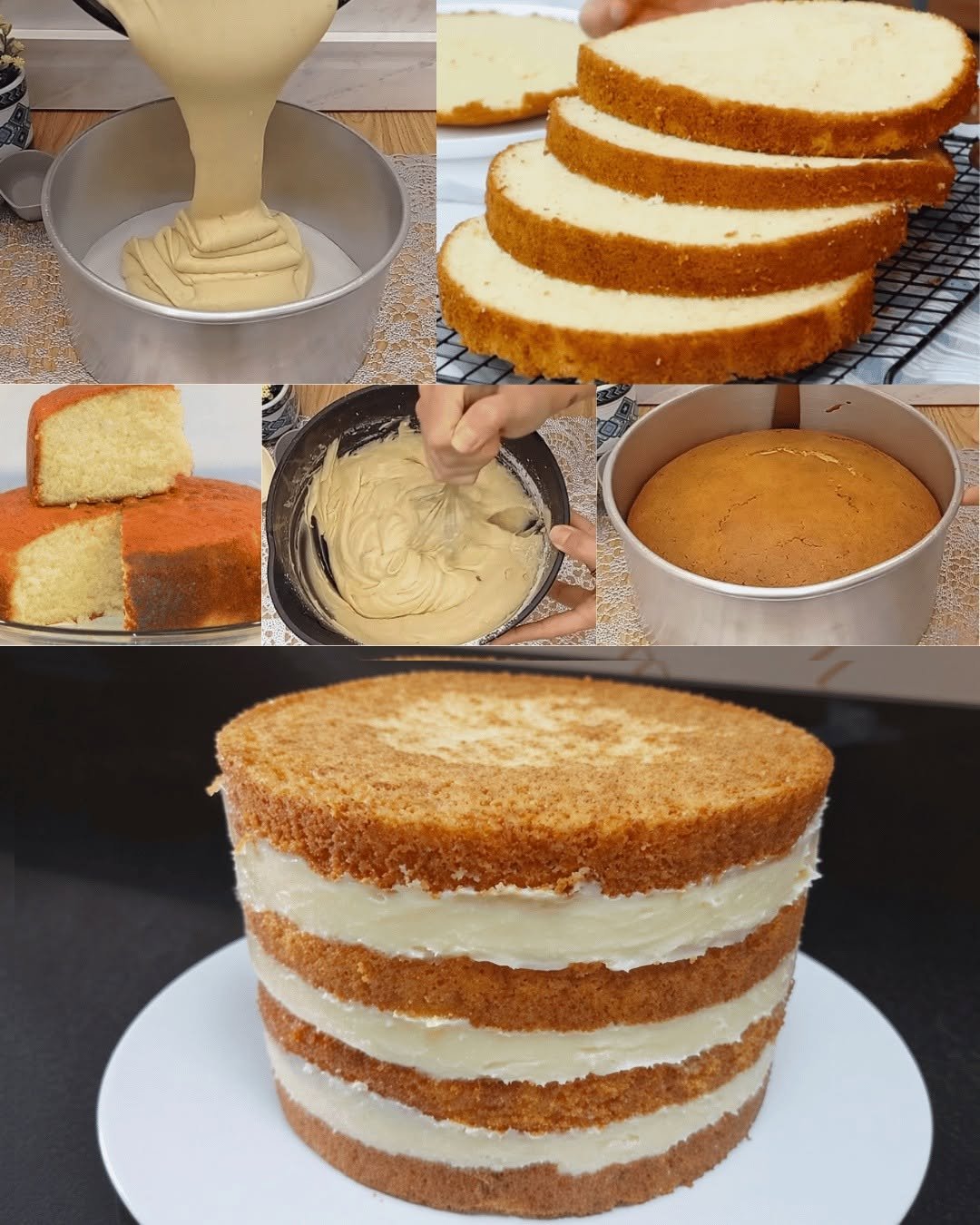Classic Vanilla Layer Cake with Creamy Filling – Easy Homemade Recipe