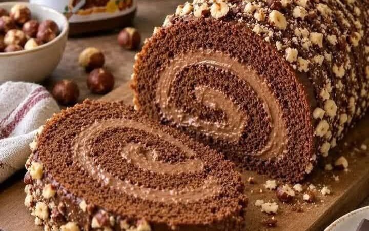 Nutella Hazelnut Chocolate Cake Roll