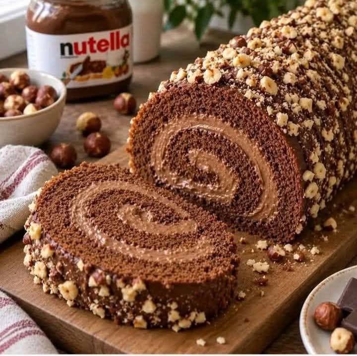Nutella Hazelnut Chocolate Cake Roll