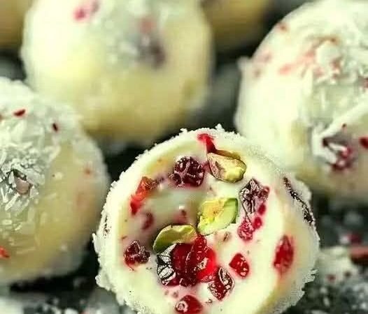 White Chocolate Cranberry Pistachio Truffles