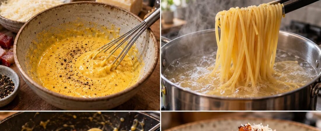 Classic Spaghetti Carbonara Recipe with Crispy Pancetta