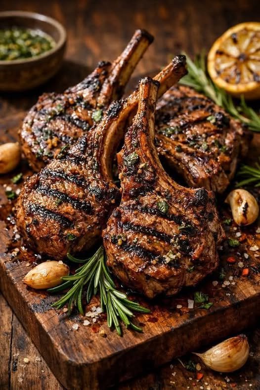 Grilled Lamb Chops with Rosemary and Garlic