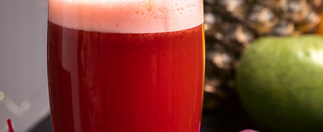 Strawberry Pineapple Juice with Green Apple (Fresh and Frothy)