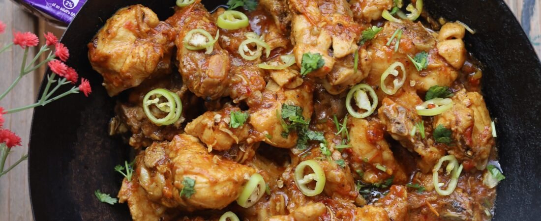 Creamy Chicken Karahi with Green Chillies and Fresh Coriander