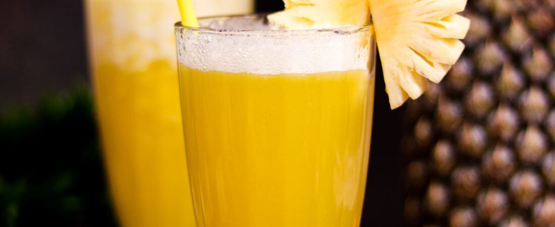 Fresh Pineapple Orange Juice with Green Grapes (Frothy Tropical Drink)