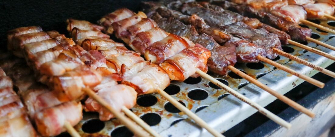 Bacon-Wrapped and Beef Skewers on the Grill (Easy Brazilian-Style Espetinhos)